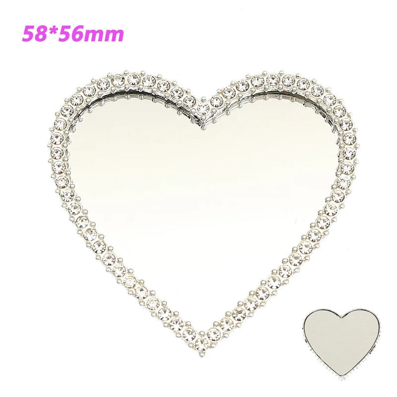 2pcs Round Mini Cute Love Heart Make Up Mirror For Mobile Phone Accessories Self-Adhesive Sticker DIY Phone Decoration Crafts Viralgem Store