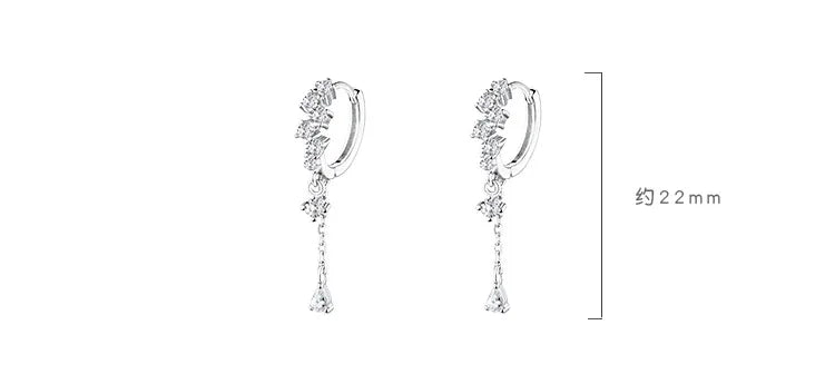 925 Sterling Silver tassel hoop Earrings Temperament Inlaid Zircon for Women Wedding Jewelry Accessories