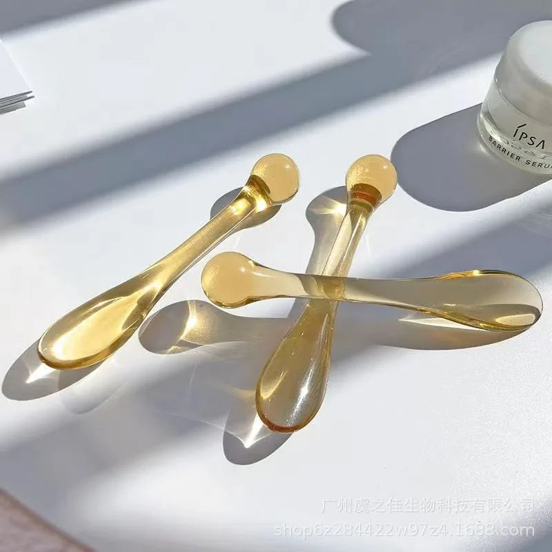 3pcs Acrylic Cosmetic Spatulas Scoop with Bottle,Face Cream Mask Mud Mixing Spoon,Beauty Tools Absorb Roller Facial Applicator