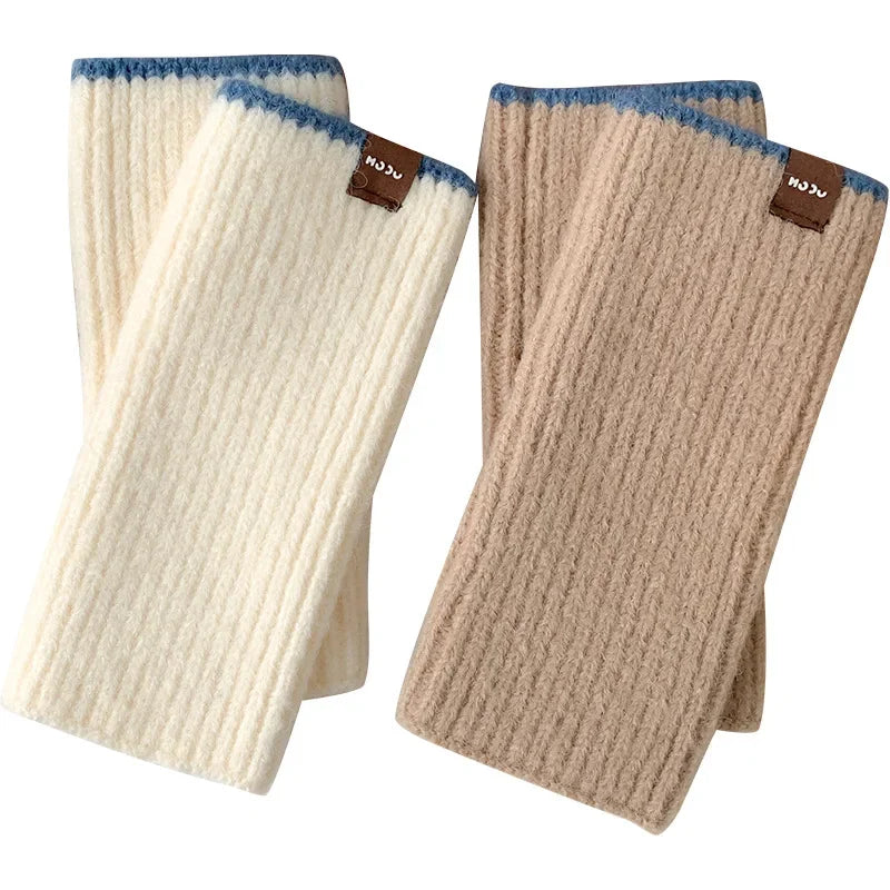 Warm Half Finger Knitted Gloves Autumn and Winter Fingerless Deer Cashmere Gloves Women Mittens Thumb Hole Short Gloves