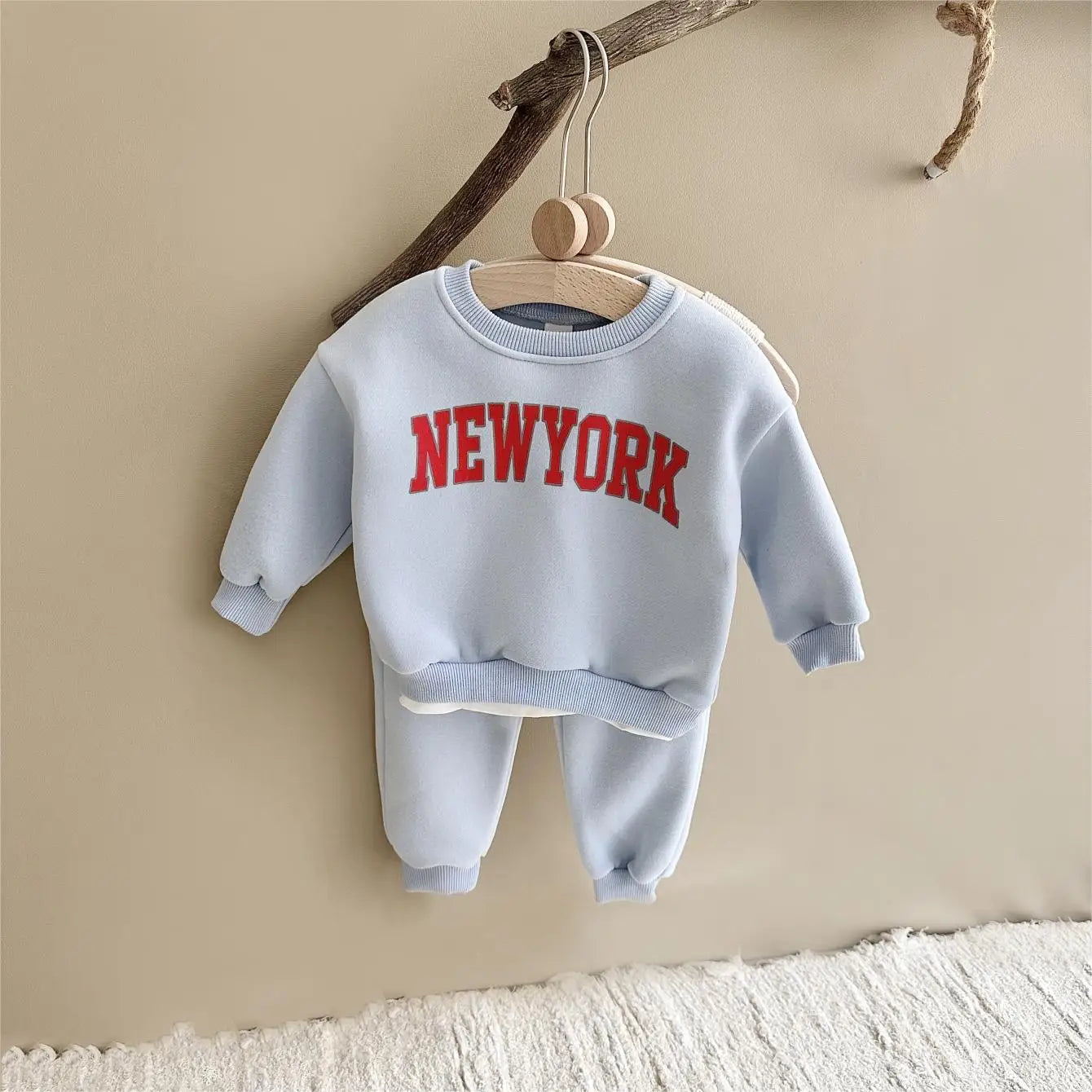 Winter Thickened Newborn Boy Girl 2PCS Plush Letter Printing Casual Suits Outfits Set Children's Clothing Viralgem Store