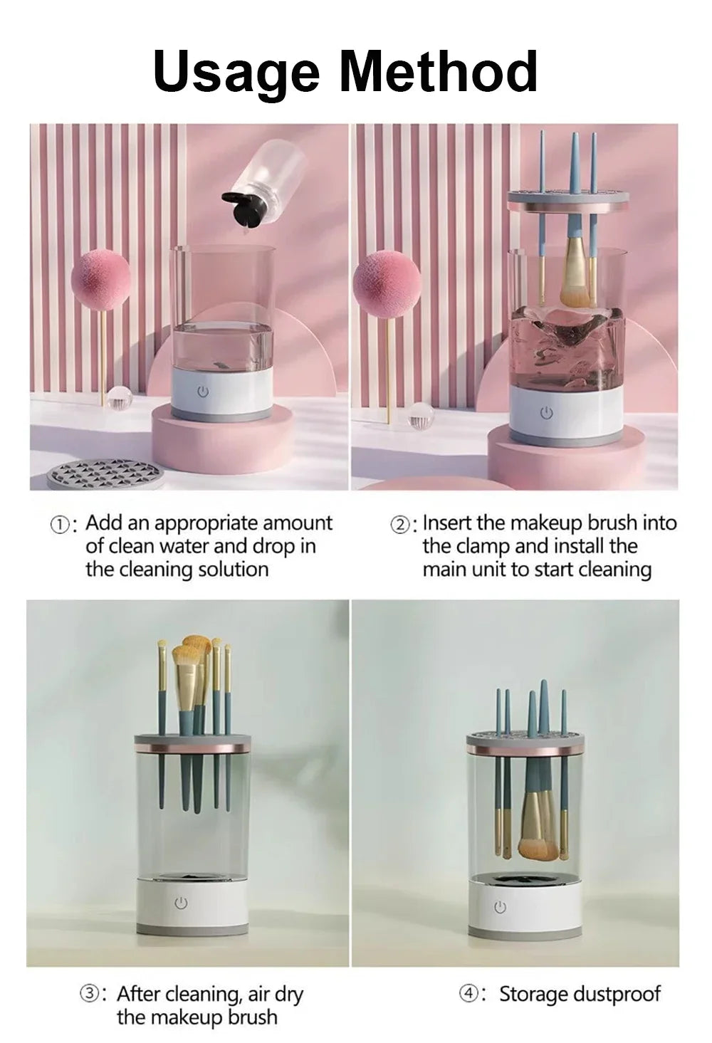 USB Electric Makeup Brush Cleaner Portable 3 In 1 Makeup Brushes Drying Rack Lazy Cleaning Brush Washer Quick Dry Tool New Viralgem Store