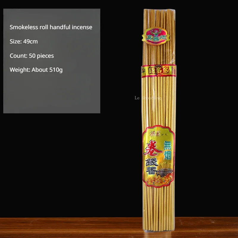 500g Smokeless Thread Incense Gold Roll Money Bamboo Incense Home Worship God of Wealth Incense To Purify The Air Aromatherapy