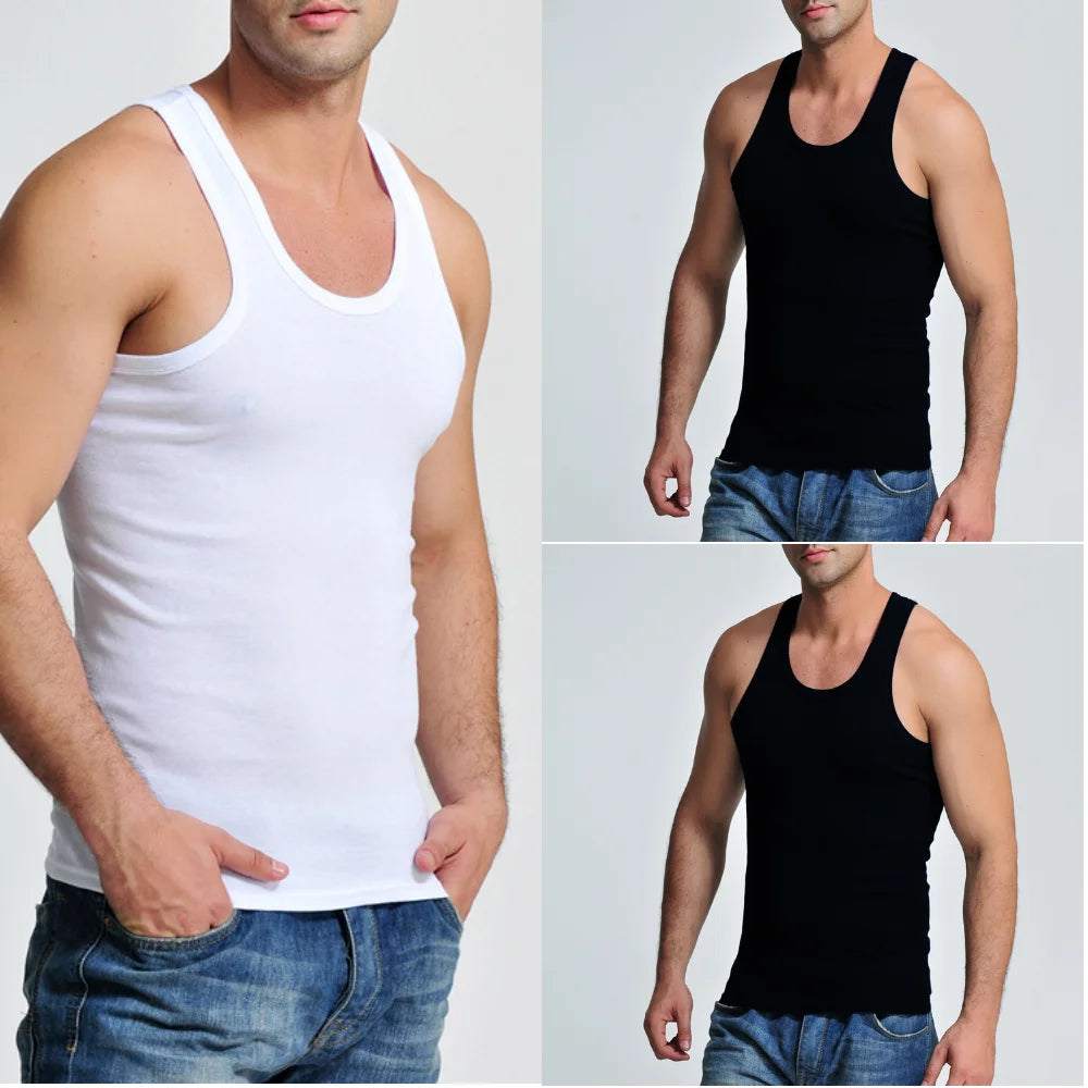 3Pcs Tank Top Casual Men Bodybuilding Clothing Fitness Mens Sleeveless Gyms Vests Cotton Singlets Muscle Tops Plus Size XXXL 4XL