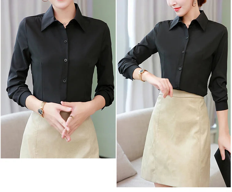 White Shirt Woman 6XL Plus Size Blouse Office Lady Pink Shirt Long Sleeve Women Shirts and Blouss Korean Fashion New Ladies Tops