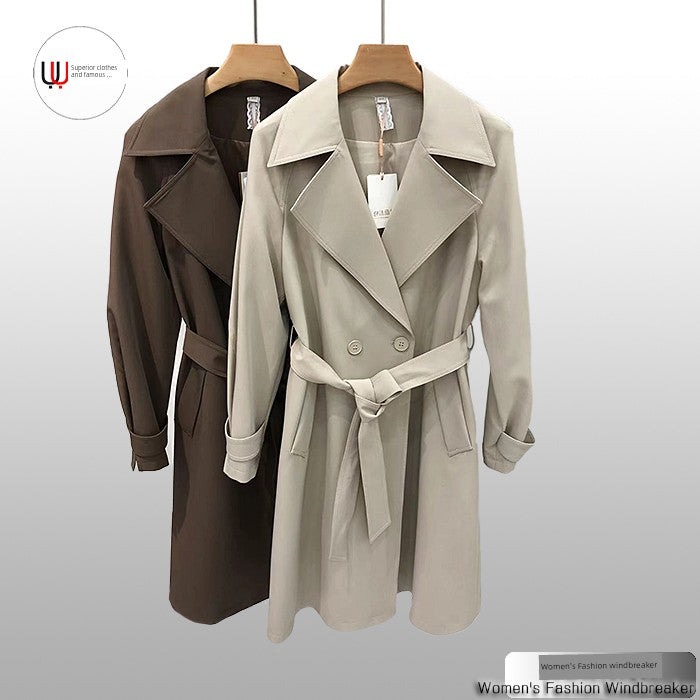Spring 2024 New Arrival Fashion Women's Mid Length Long Length Trench Coat Easiest for Match Loose Slimming Overcoat Outwear Women-008 Viralgem Store
