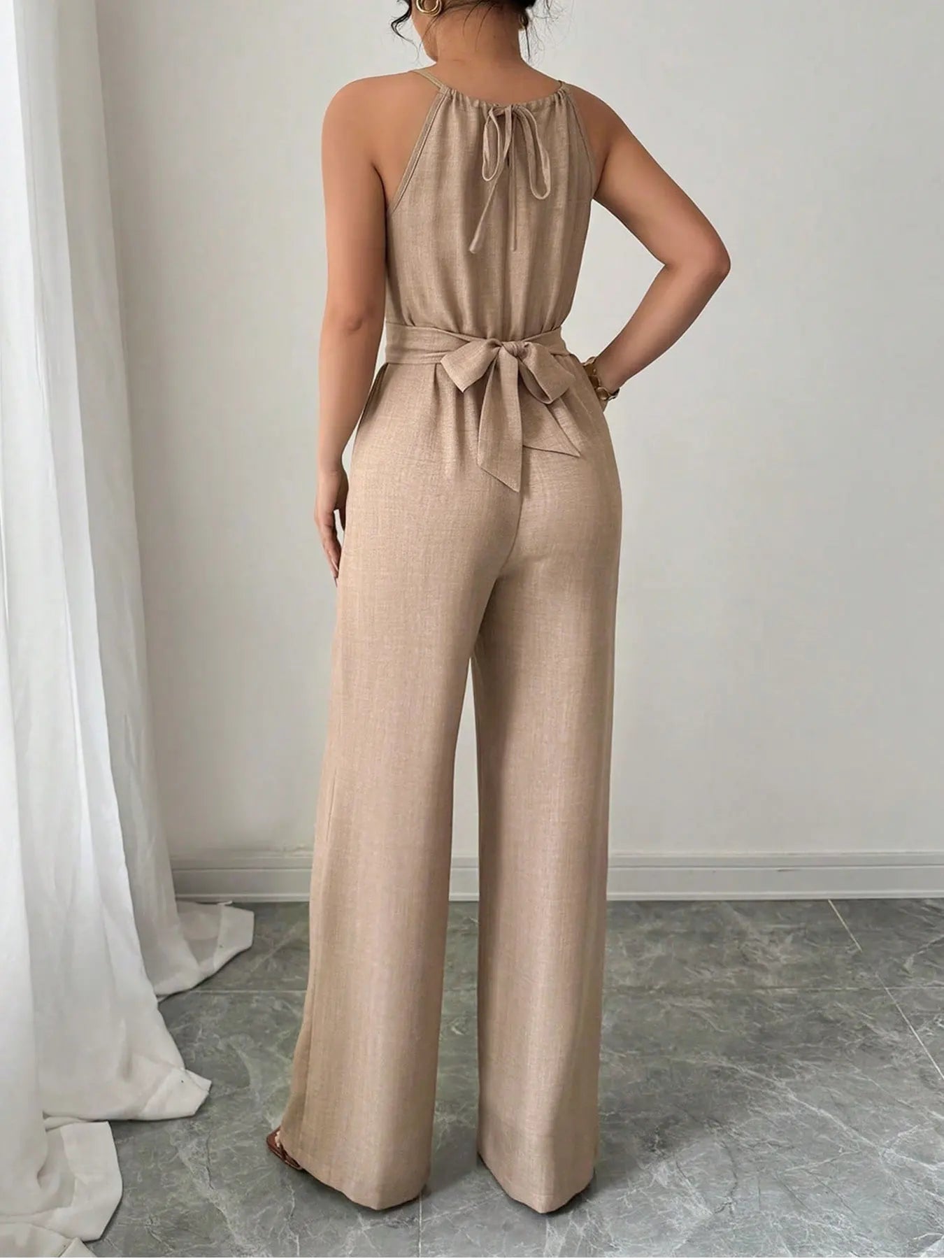 Women's Jumpsuits Summer Sleeveless Solid Fashion Bandage O- Neck Sexy Slim Folds Jumpsuits Casual Streetwear Simple Jumpsuits Viralgem Store