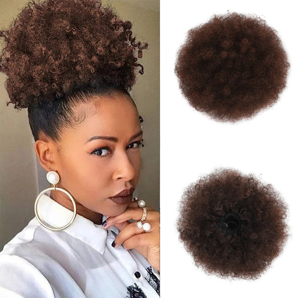 Synthetic Large Afro Puff Drawstring Ponytail Kinky Curly Bun HairPiece African American Clip in Updo Extensions for Black Women Viralgem Store
