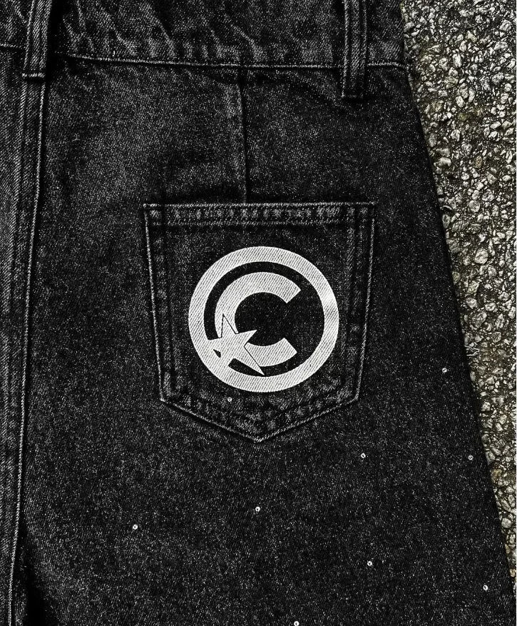 Summer Five Pointed Letter Patchwork Embroidered Jeans Harajuku Rock Hip Hop Diamond Pants Men's Personalized Design Shorts Viralgem Store