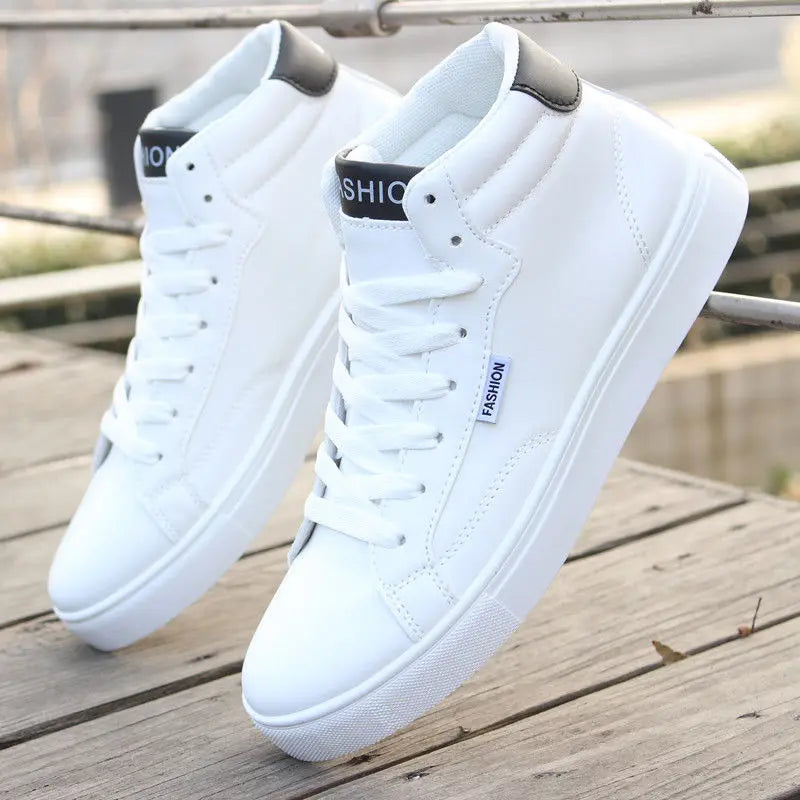 White Sneaker Faux Leather Boots Men's Winter Warm Boot Shoes Man High Top Sneaker Tenis Masculino Travelling Boots Waterproof