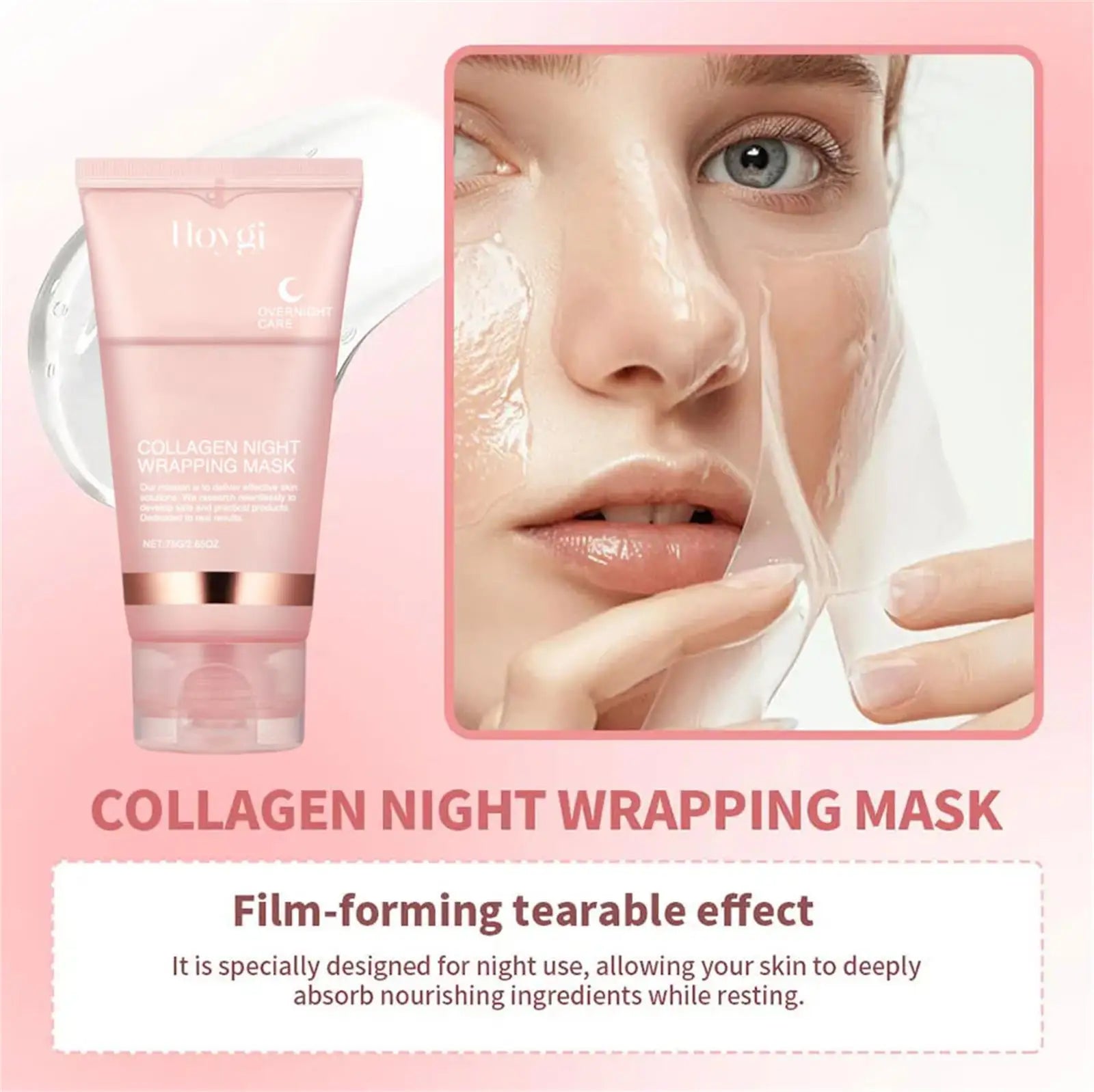 75ml Collagen Overnight Wrapping Peel Off Facial Mask Korean Collagen Night Wrapping Mask Deeply Hydrates Night Care Mask Cream Viralgem Store