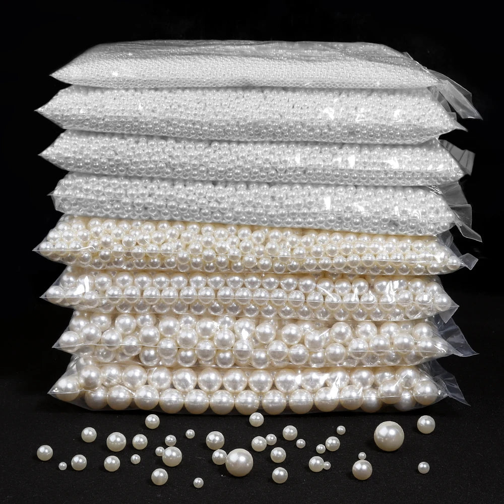 10-1000pcs White ABS Imitation Pearls Without Hole Multi-size Loose Pearl Beads for Jewelry DIY Bracelet Necklace Accessories