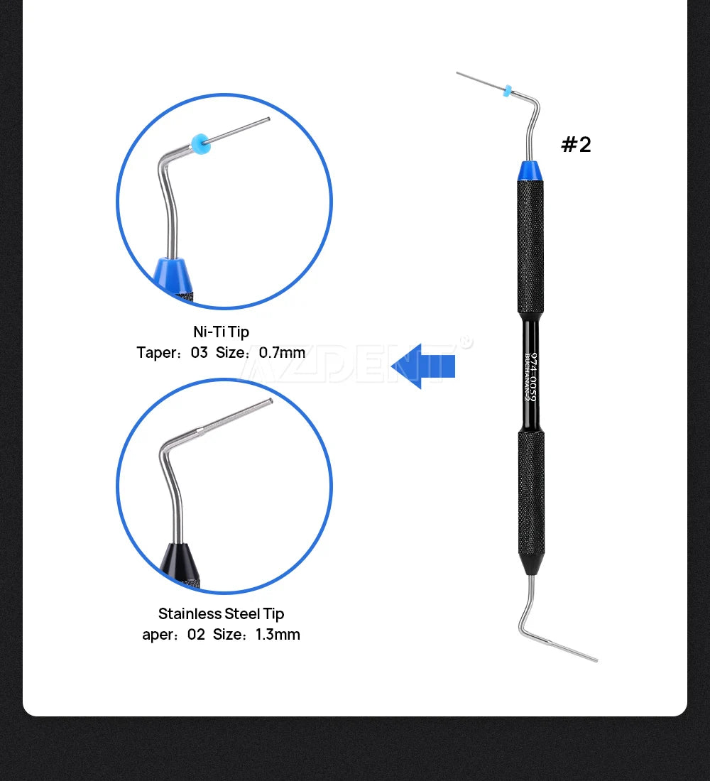 1Pcs AZDENT Dental Endo Buchanan Hand Plugger Fill Instrument NITI Tip #0 #1 #2 Endodontic Dentist Dentistry Tools