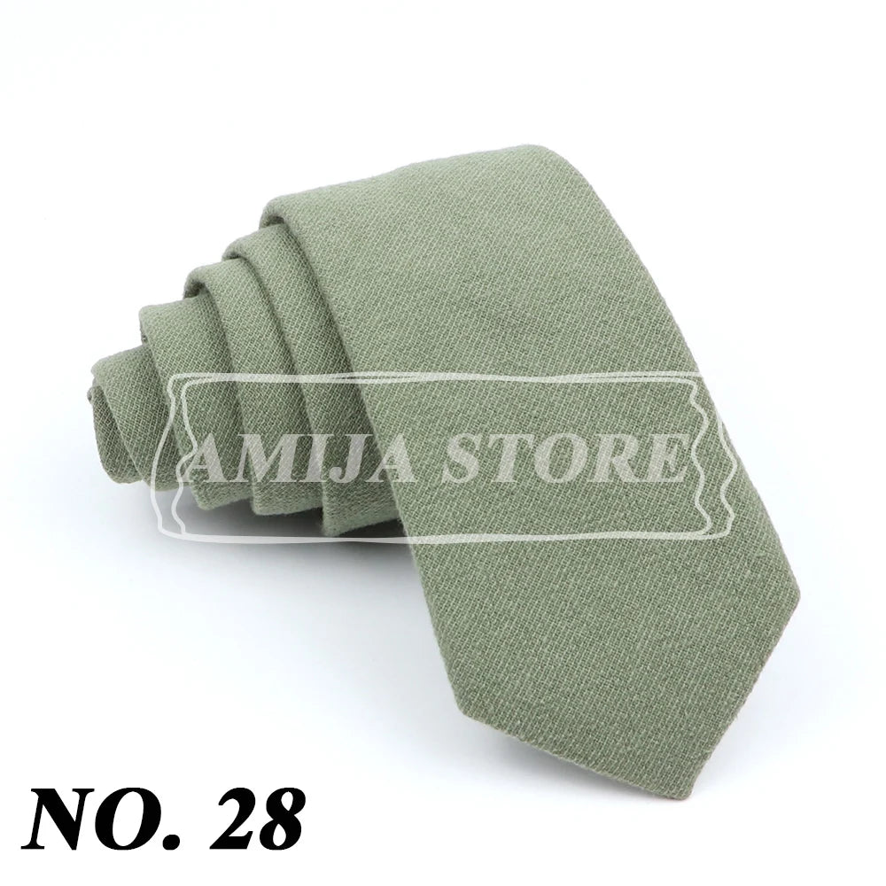 Wed Cotton Tie Solid Color Necktie For Man Woman Blue Pink Yellow Skinny Slim Ties Fashion Wedding Party Gifts Men Accessories