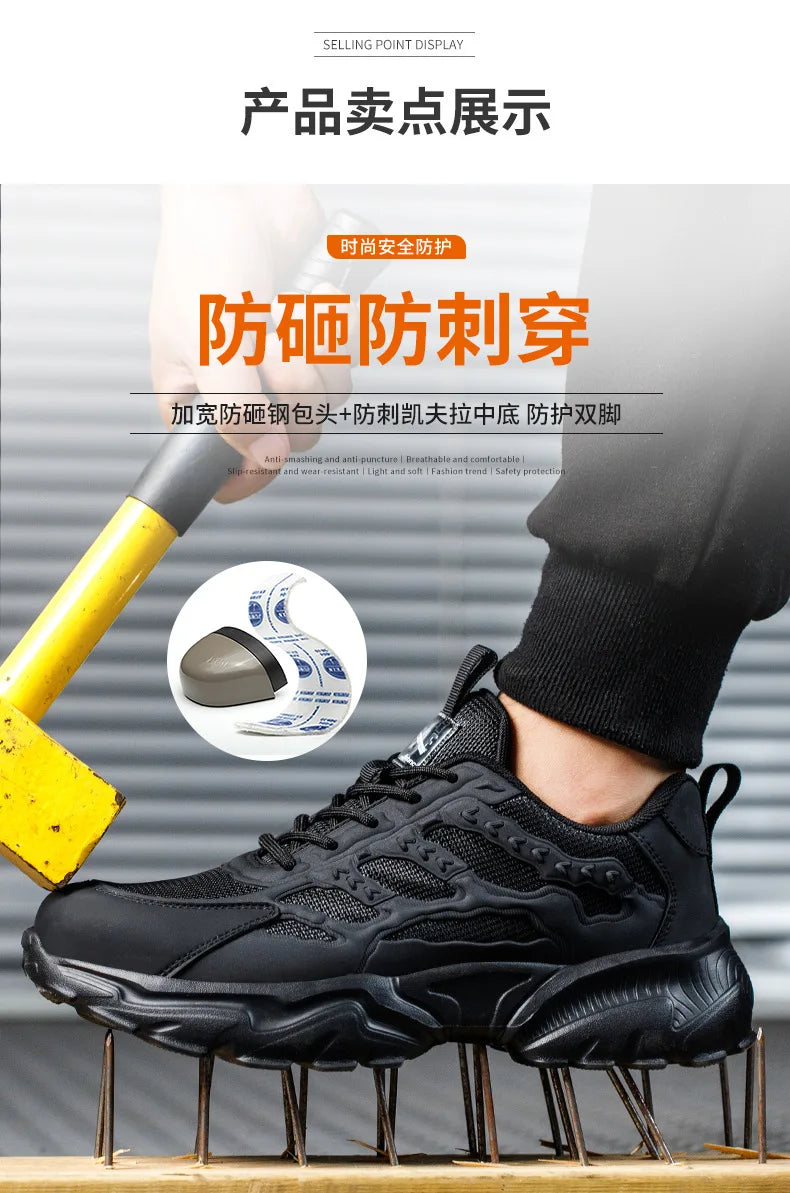 White Safety Shoes Men Steel Toe Boots Work Sneakers Anti-smash Anti-puncture Indestructible Shoes Sport Men Protective Shoes