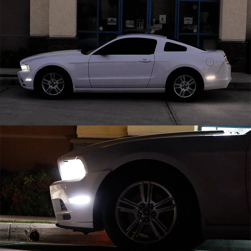 2pcs Car Front Rear Bumper Side Marker Light White For Ford Mustang Base GT Shelby GT500 Boss 302 2010 2011 2012 2013 2014