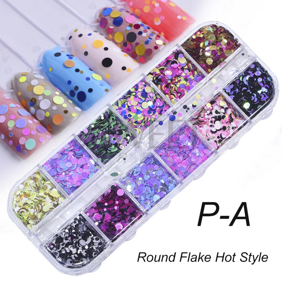 12 Grids Opal Dream Crystal Sequins Nail Flake Galaxy Iridescent Aurora 3D Paillette for Winter Autumn Manicure Decoration SWYFH Viralgem Store