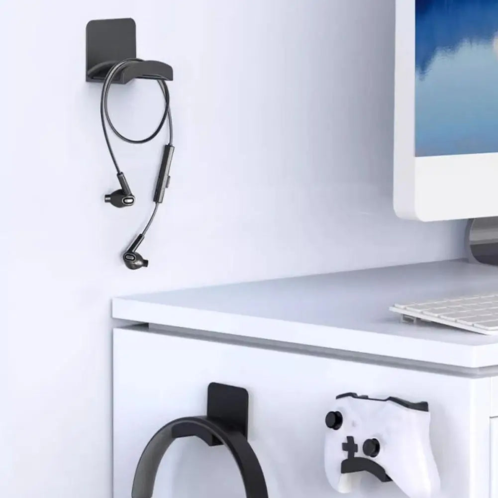 Universal Wall Mounted Headphone Stand Gaming Controller Holder Headset Display Rack Under Desk Hanger Hook For Earphone 1pc
