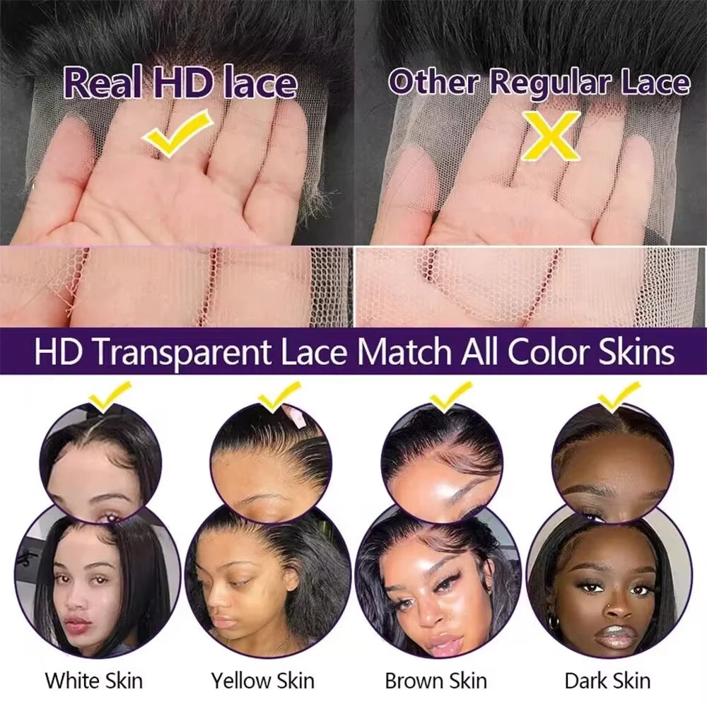 250Densit 13x6 Bone Straight HD Transparent Lace Human Hair Wigs Brazilian 13x4 360 Full Lace Front Wig Human Hair Wig For Women Viralgem Store