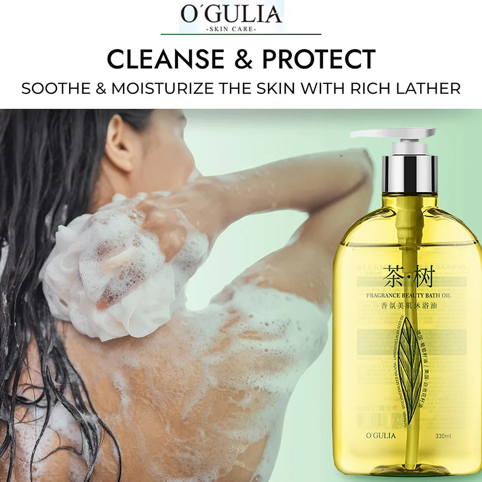 330ml Tea Tree Shower Oil Brightening Body Wash Even Out Skin Tone, Reduce Dark Spots, Skin Radiance, Body Shower Gel Whitening