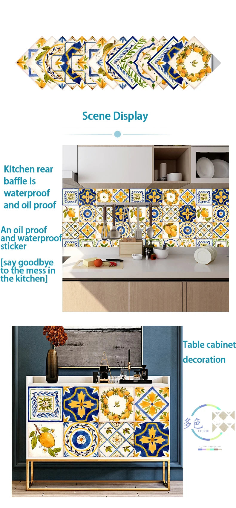 16pcs/set Black & White Tiles Sticker Kitchen Backsplash Wardrobe Bathroom Waterproof Peel & Stick Bright Film Art Wall Decals