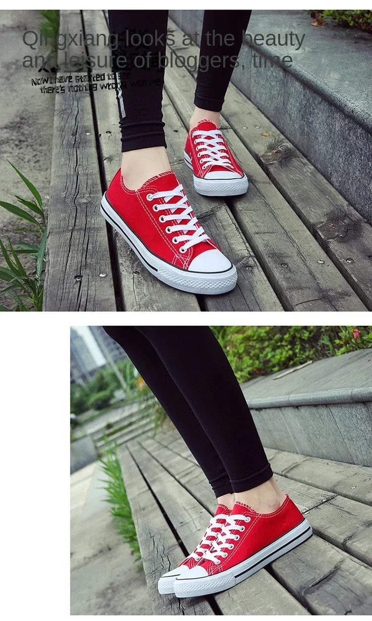 Student Running Solid ShoesWomen Vulcanized Ladies Lace-up Casual Breathable Walking Canvas Sneakers Spring Summer New Style Men