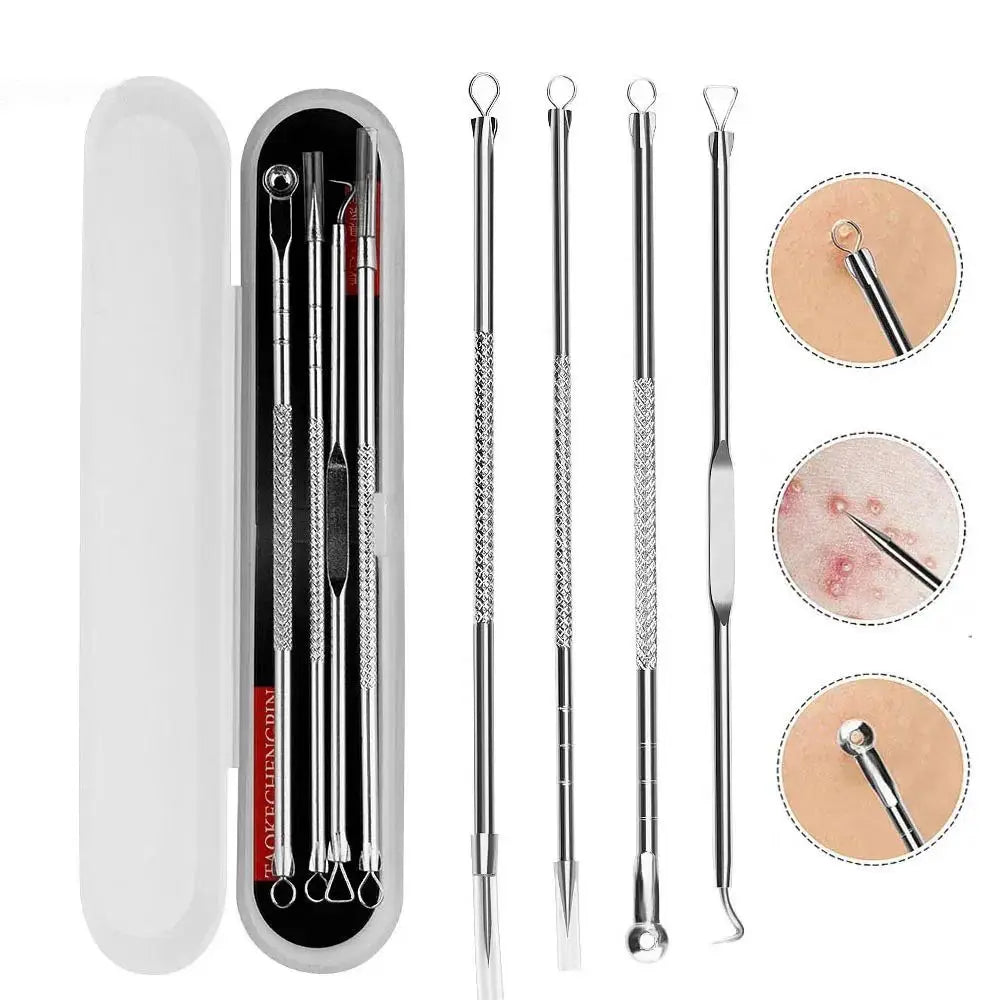 4PCS Blackhead Remover Acne Needle Tools Set Face Cleaning Black Dots Pimple Comedone Extractor Pore Cleaner Skin Care Products Viralgem Store