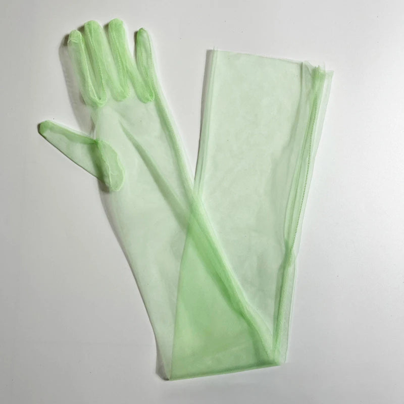 Transparent Sunscreen Sexy Driving Gloves Women Gloves Ultra Thin Dress Gloves Sheer Tulle 70cm Long Female Gloves Women Gloves