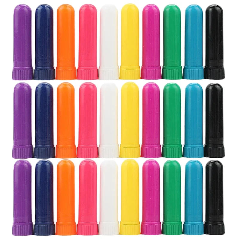 30-80 sets Colorful Plastic Nasal Inhalers Sticks Refill for Perfume with Cotton Wicks Nasal Inhaler for Essential Oil Container Viralgem Store