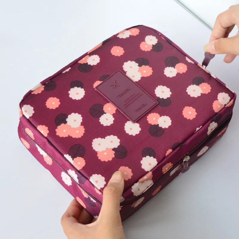 Travel Organizer Women Portable Toiletries Organizer Cosmetic Bag Girls Multiple Compartments Waterproof Make Up Storage