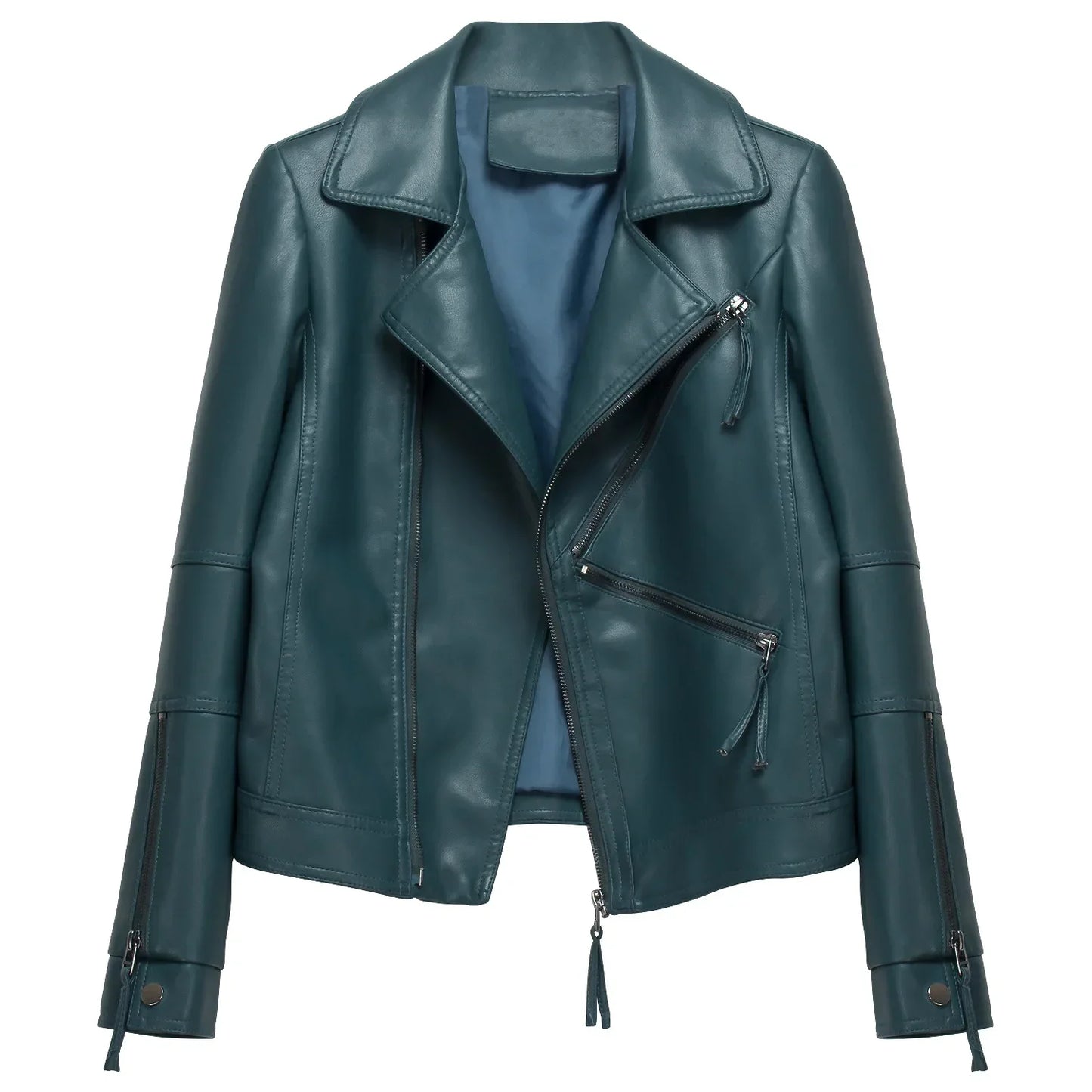 Spring Autumn Vintage Faux Leather Jacket Women Brown Moto Biker  Leather Coats Casual Street Wear Zipper PU Basic Outwear