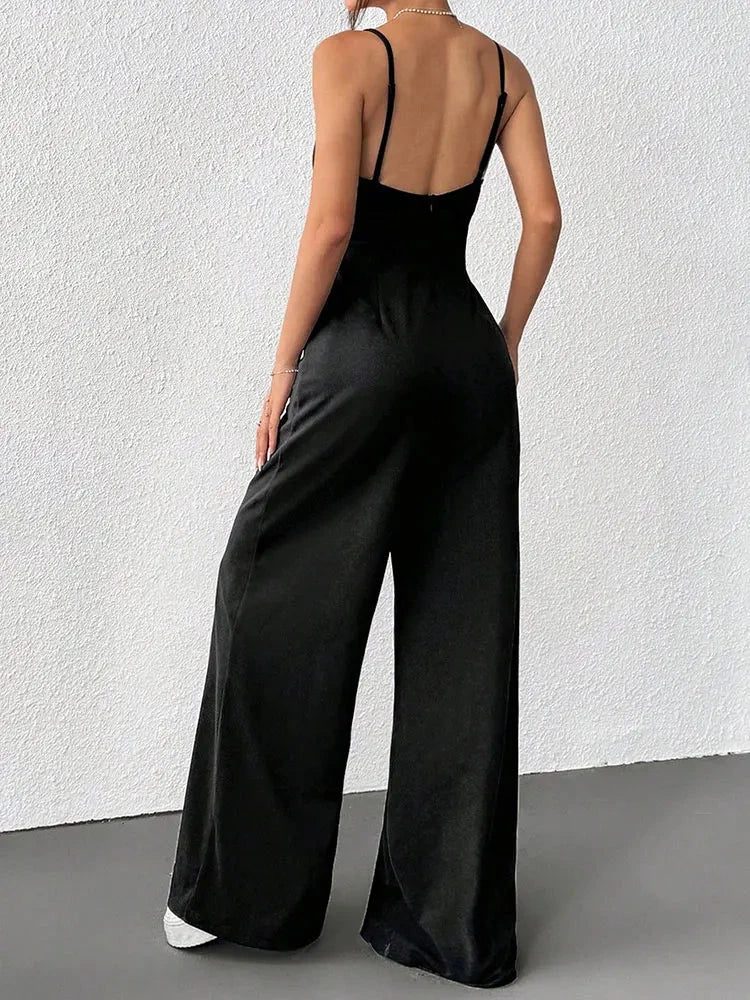 Summer New Women Sling Jumpsuits Streetwear Fashion Casual Slim Jumpsuits Black Sexy Backless V-Neck Sleeveless Female Clothing Viralgem Store