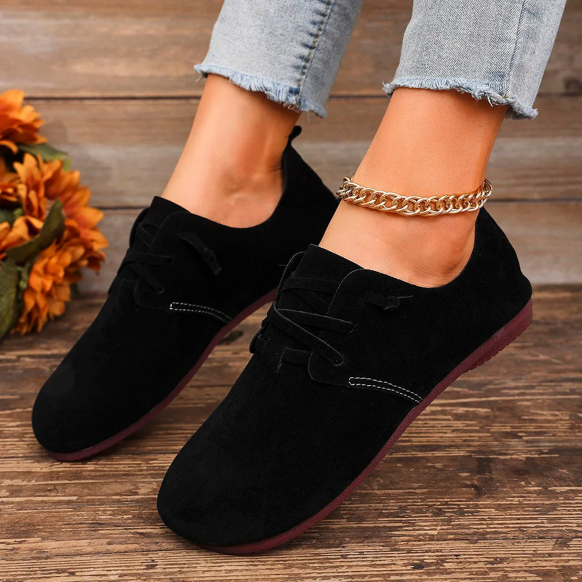 2025 Spring New Women's Flat Shoes Fashion Round Toe Flats Lightweight Lace-up Single Shoes Outdoor Casual Shoes Size 36-43 Viralgem Store