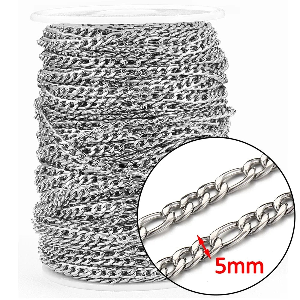 1M Stainless Steel Big Oval Cross Small Circle Link Chains Heavy Chunky Punk Chain DIY Jewelry Making Supplies Necklace Bracelet Viralgem Store