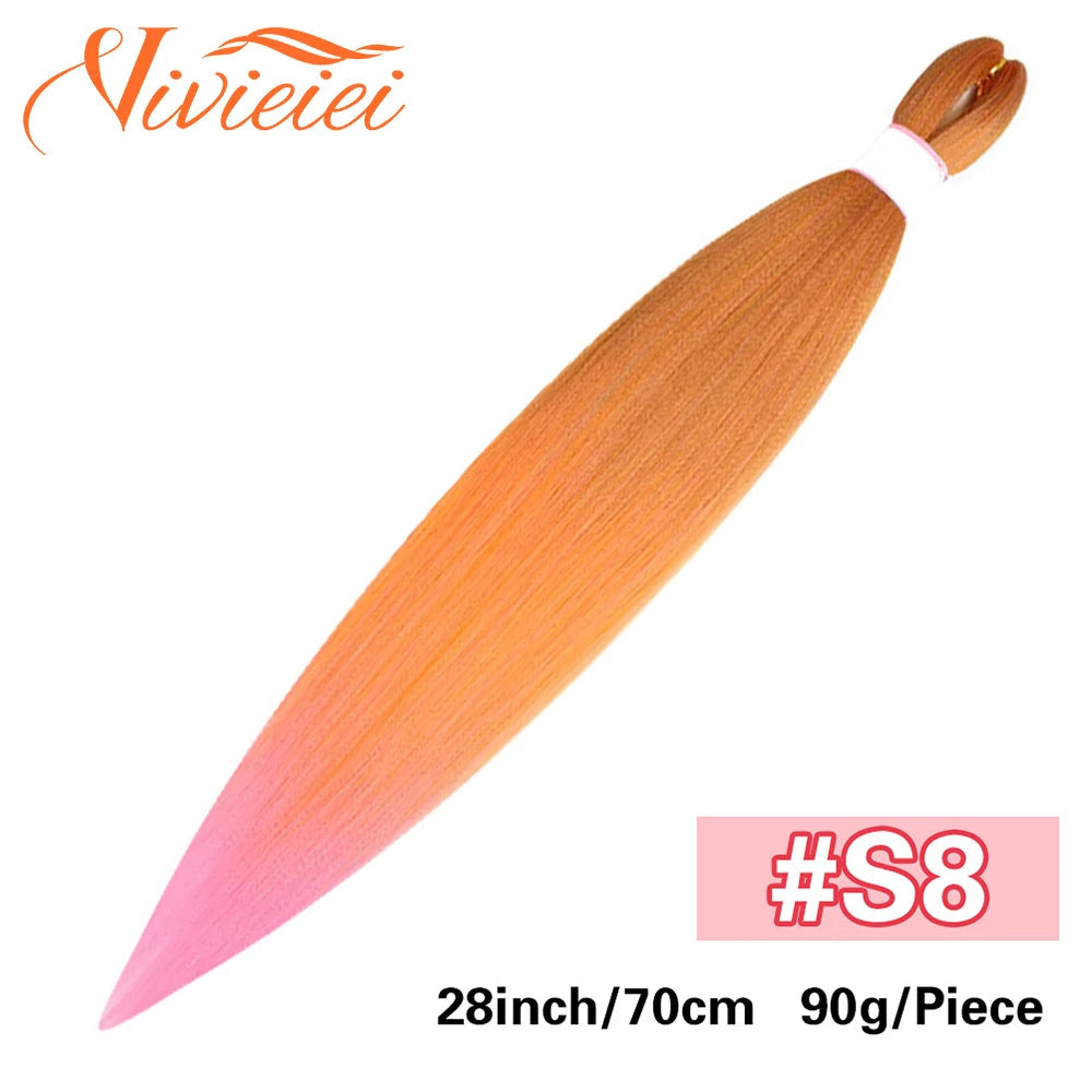 Synthetic Jumbo Braids Hair Extensions 28 Inch Braiding Hair Pre Stretched Orange Green White Blue Red Pink Purple Braids Viralgem Store