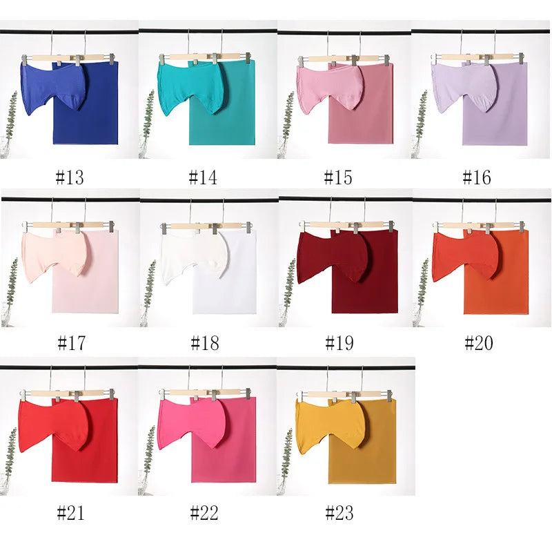 2pcs/set Solid Color Chiffon Hijab Thin Breathable Turban Long Head Scarf With Neck Base Hat For Women Casual Outdoor Viralgem Store