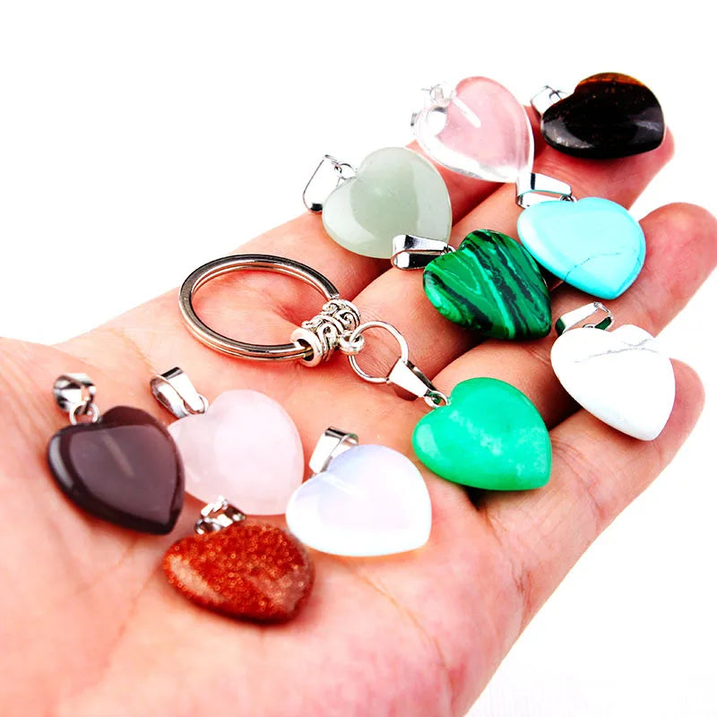 20pcs Natural Rough Raw Stone Crystal Quartzs Keychain Women Men Handbag Hangle Car Key Holder Raw Mineral Stone KeyRing Jewelry Viralgem Store
