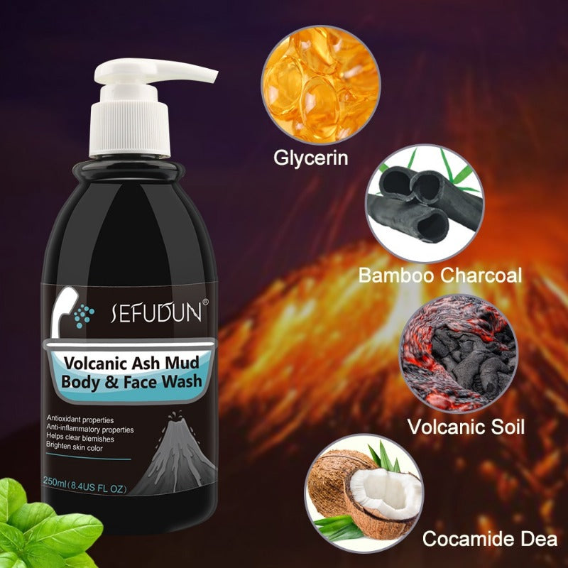 Volcanic Mud Whitening Body Wash Deep Sea Mud Dirt Removal Exfoliating Deep Cleaning and Brightening Skin Whitening Miracle