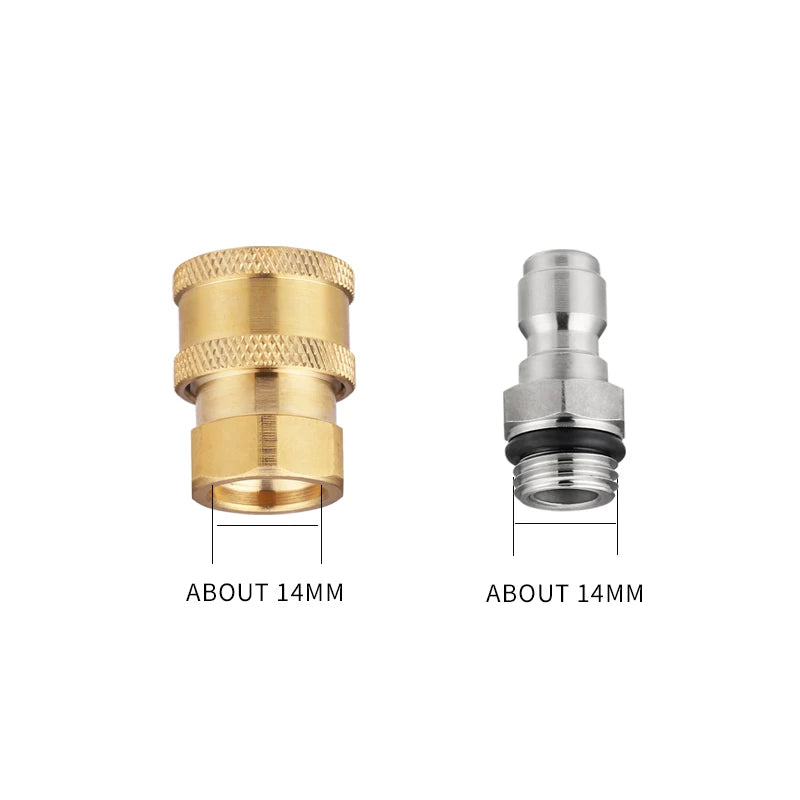 Adapter For High Pressure Washer Water Gun 1/4 Inch Quick Connector M14x1.5mm Connector For Snow Foam Lance Spray Nozzle