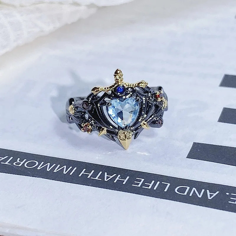 2025 Dark Gothic Irregular Zircon Adjustable Unisex Ring