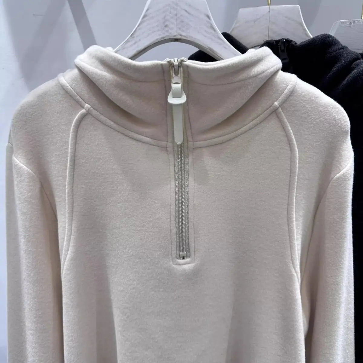 With Hat  Hoodies for Women Half-zip Simple Solid Korean Fashion All-match Streetwear Chic Design Causal Autumn Winter Tops Y2k