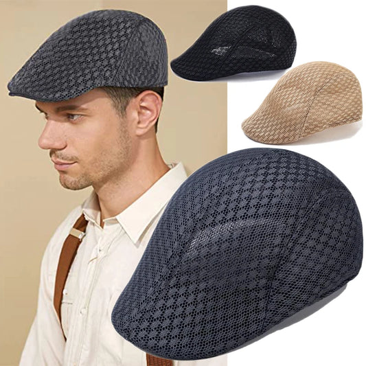 Spring Summer Hollow Berets For Men Convenient Breathable Mesh Beret Hat Quick-drying  Cap Retro Sun Hats Painter Caps