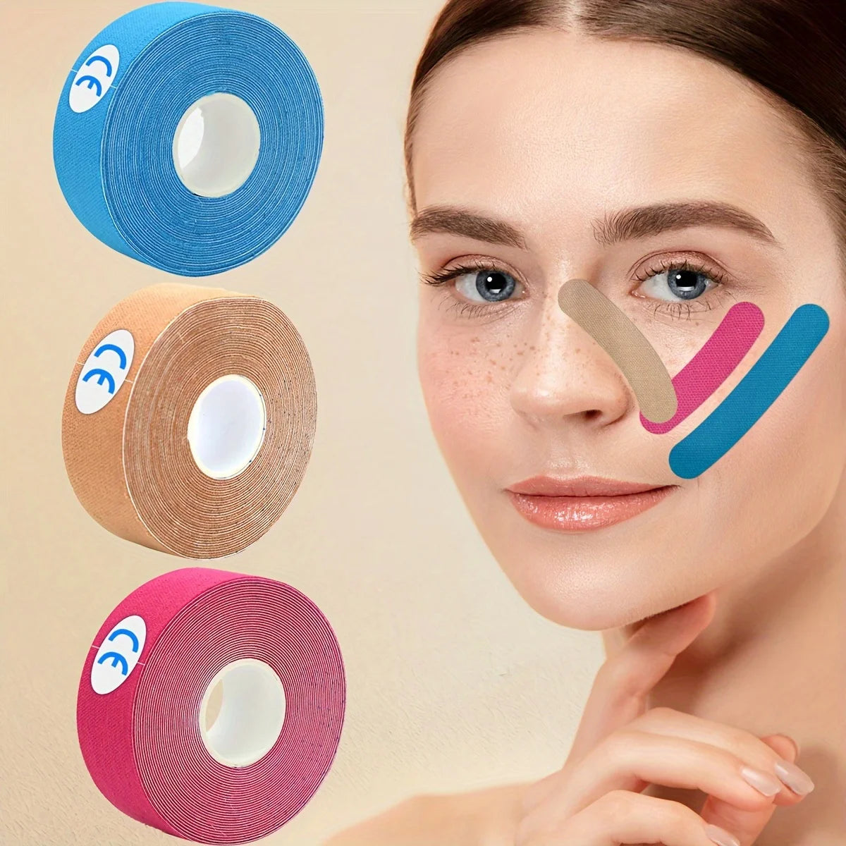 V Line Lifting Tape:High Elasticity,Breathable, Suitable for Eye,  Nasolabial Folds-Facial Correction Stickers -0.98*196.85 inch