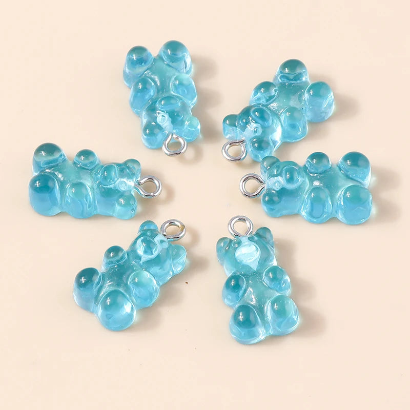 30colors 10pcs 22X11mm Candy Color Gummy Mini Bear Charms for Making Cute Earrings Pendant Necklace DIY Creative Jewelry Finding