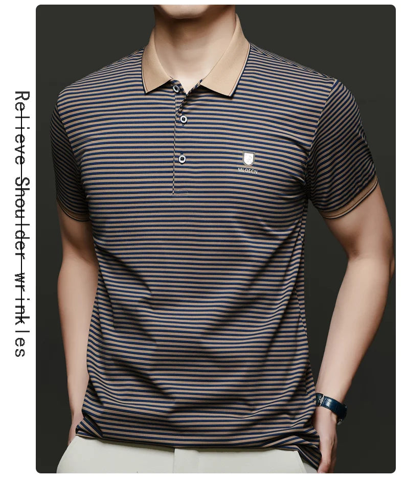 Top Grade 2025 Summer Brand Designer Polo Shirts For Men Summer Stripped Slim Fit Short Sleeve Casual Tops Fashions Men Clothes Viralgem Store