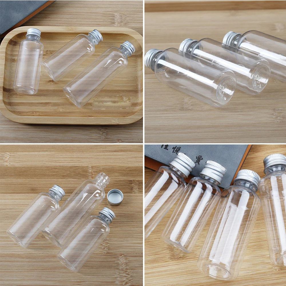 5/10/20/30ml Clear Plastic Bottle With Aluminium Screw Cap Small Jars Cosmetic Container Travel Kit Empty Refillable Bottles Jar Viralgem Store