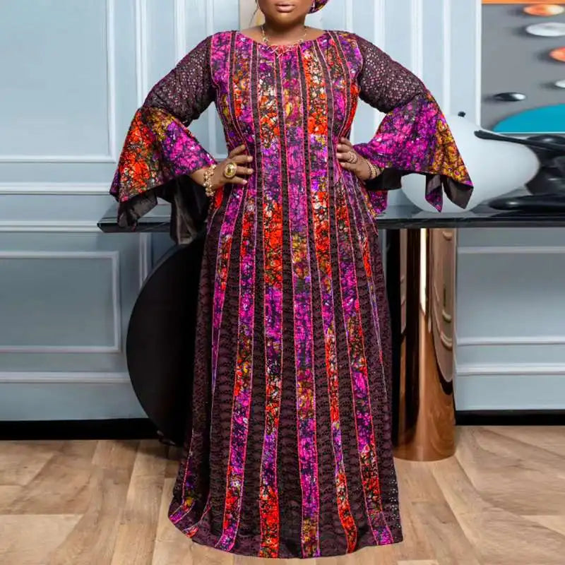 VONDA Plus Size 5XL Oversized Vintage Bohemian Printed Sundress Women Maxi Dress 2024 Long Flare Sleeve Party Casual Loose Robe