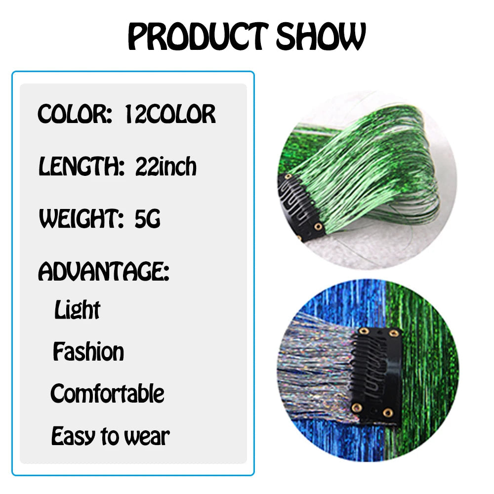 Synthetic Extensions Hair Dazzling Female Hippies With Tinsel Rainbow Silk For Braided Headwear Length 120 Cm 150 Strands/Pack Viralgem Store