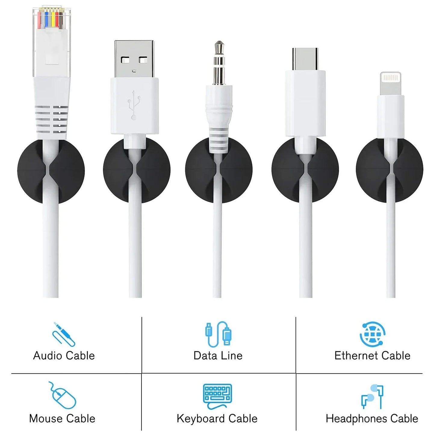 5/50Pcs Mini Cable Winder Organizer USB Charging Cable Clips Desk Tidy Organiser Wire Cord Holder Protectors In Home Office Car Viralgem Store