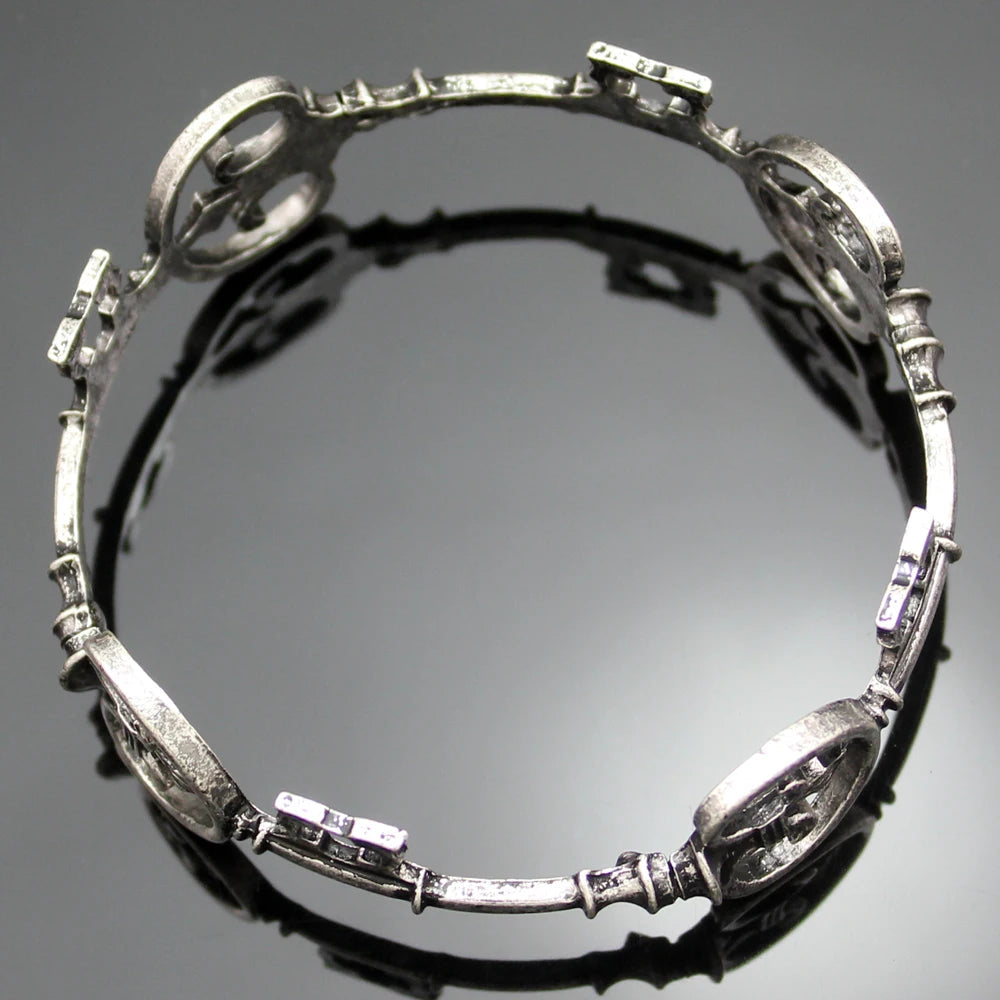 Vintage Victorian Skeleton Key Cross Bridal Bracelet Fashion Unisex Bangle Cuff Valentine Anime Halloween Jewelry Party Wedding Viralgem Store